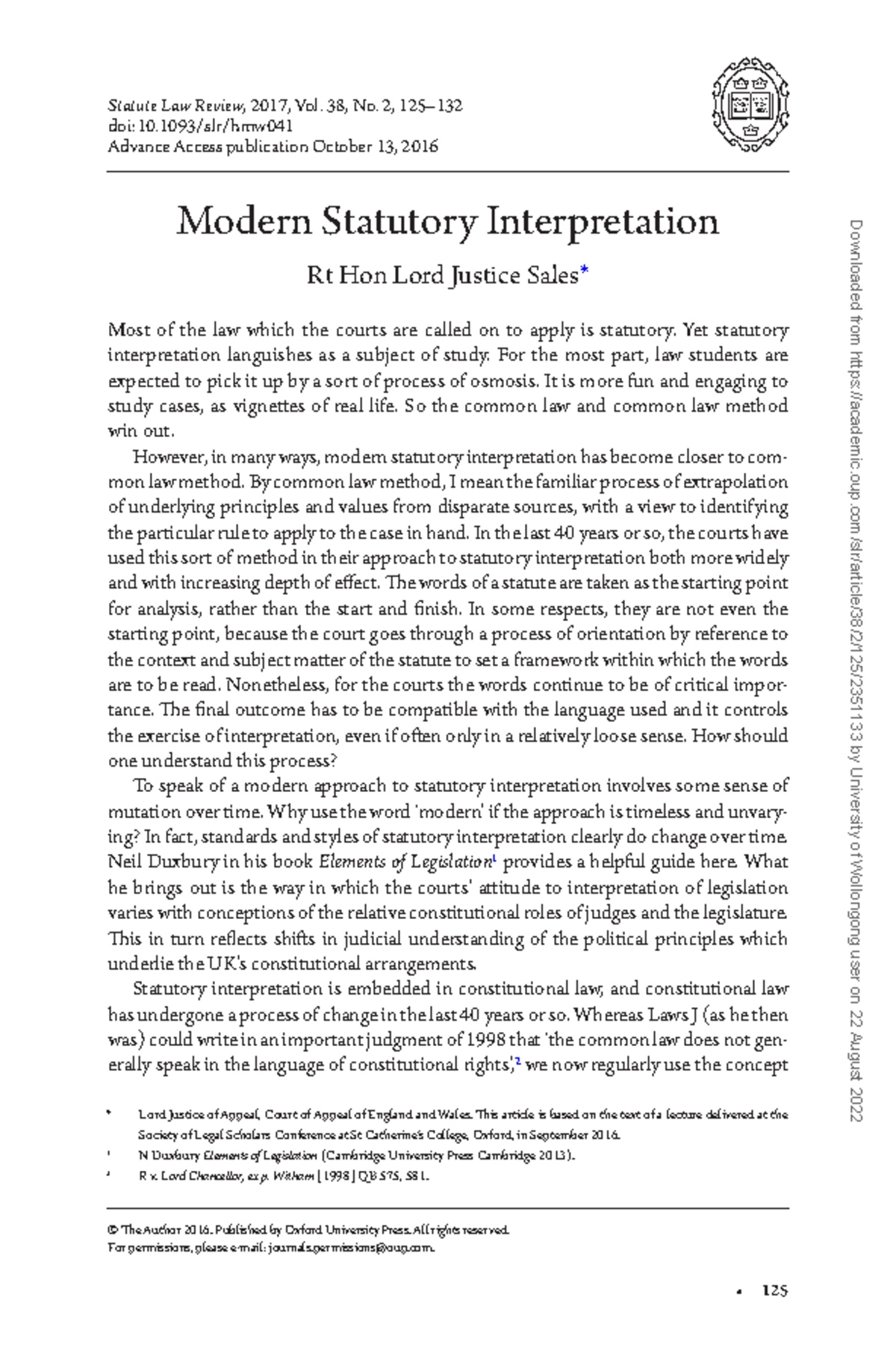 notes Statute Law Review, 2017, Vol. 38, No. 2, 125 doi10/slr/hmw Advance Access Studocu