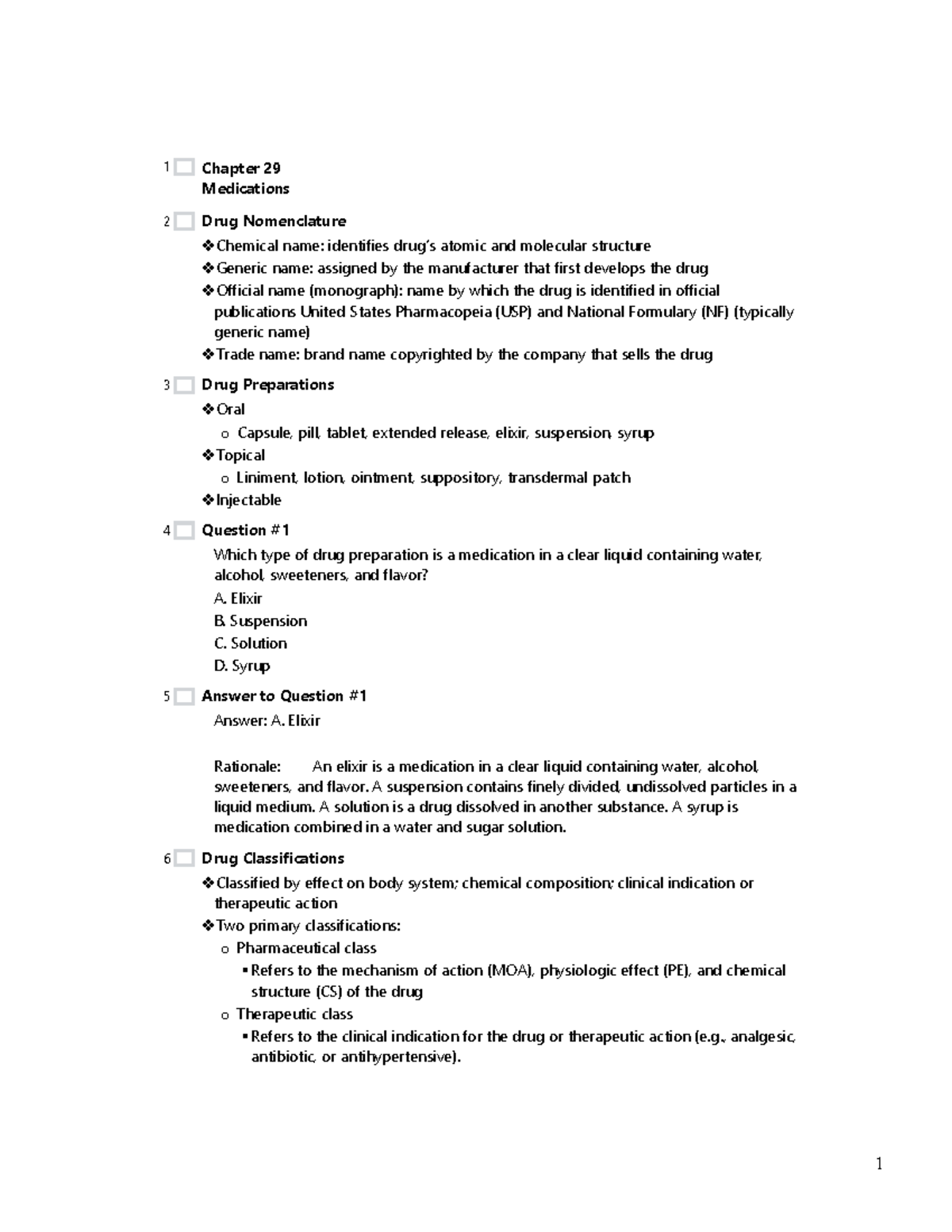 Chapter 29 - test material - Chapter 29 Medications Drug Nomenclature ...