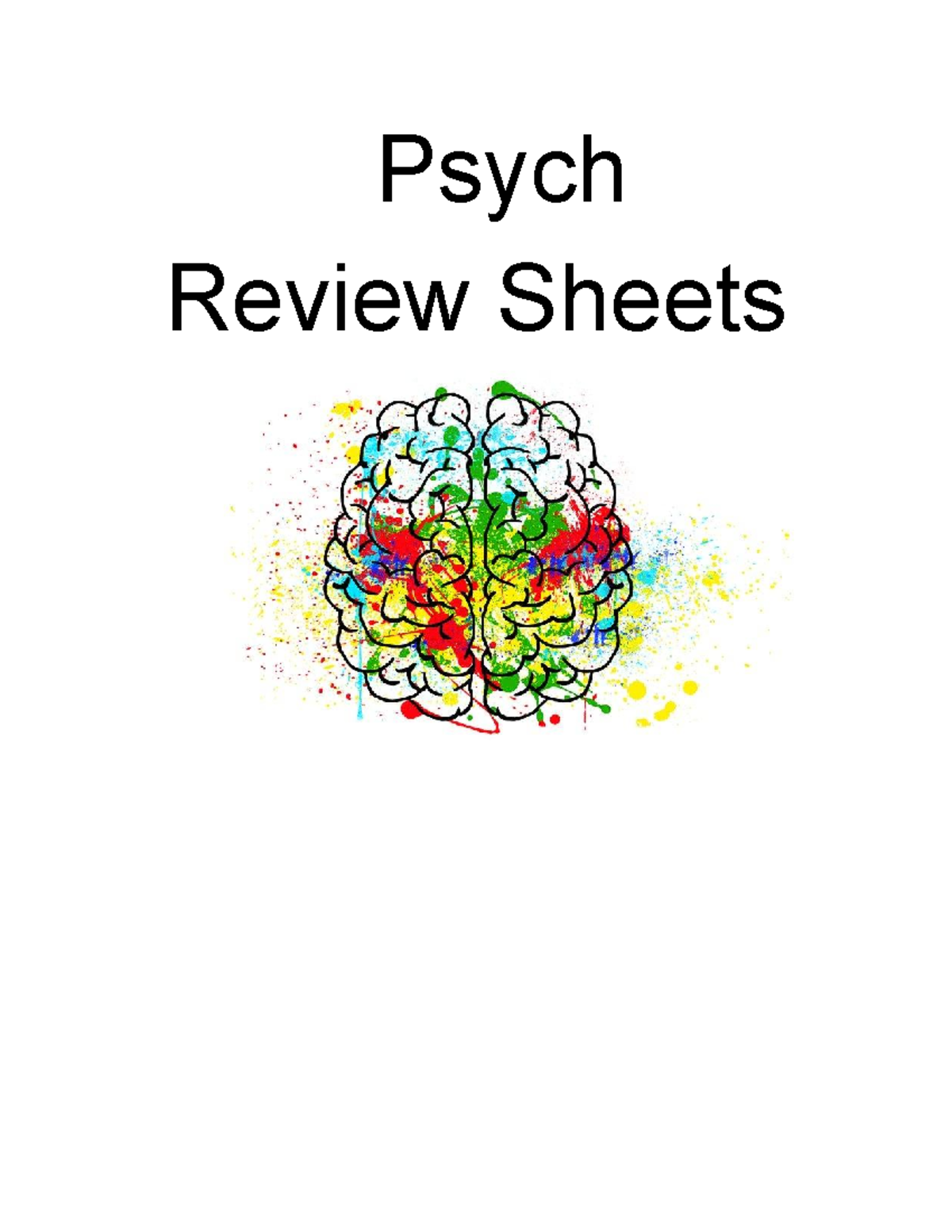 Psych Review Sheets Psych Review Sheets Unit 1 History and