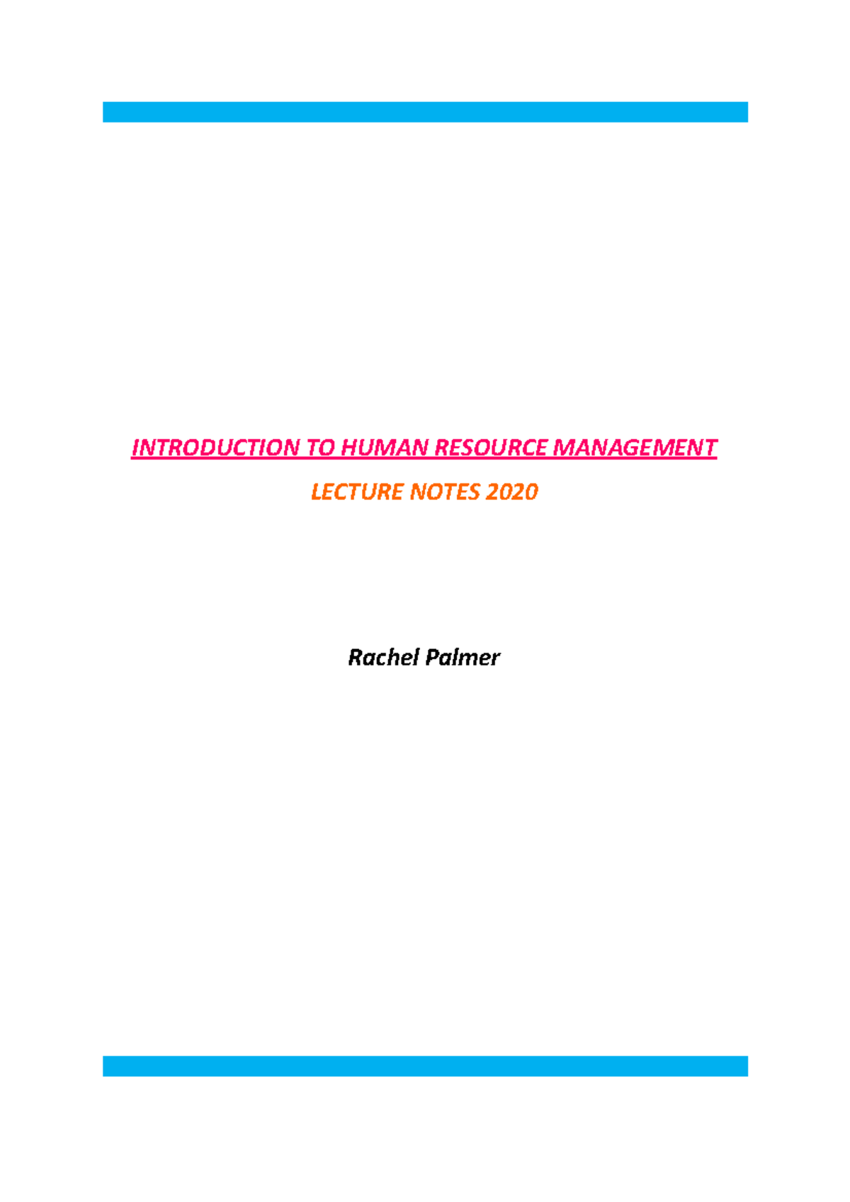 Introduction to Human Resource Management - Studocu