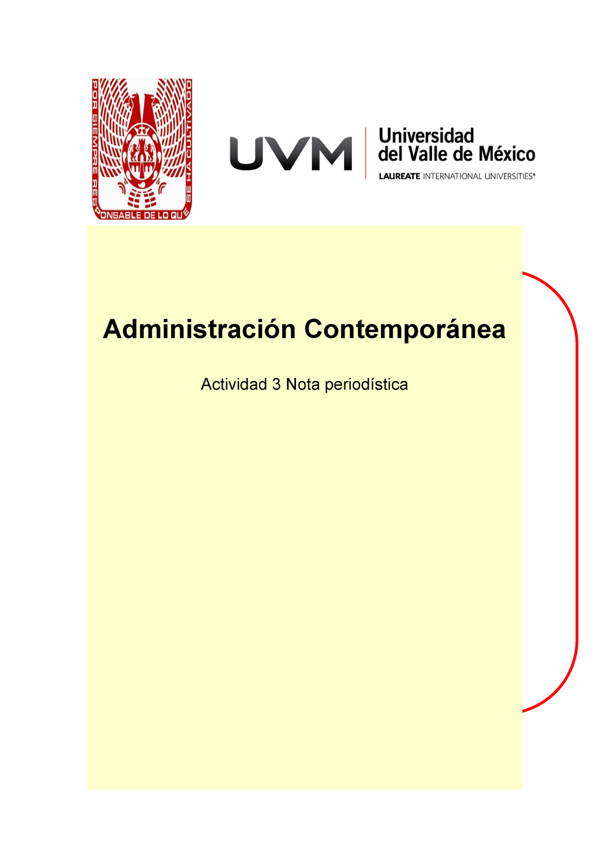 Actividad 3 NOTA Periodistica - Administración Contemporánea Actividad ...