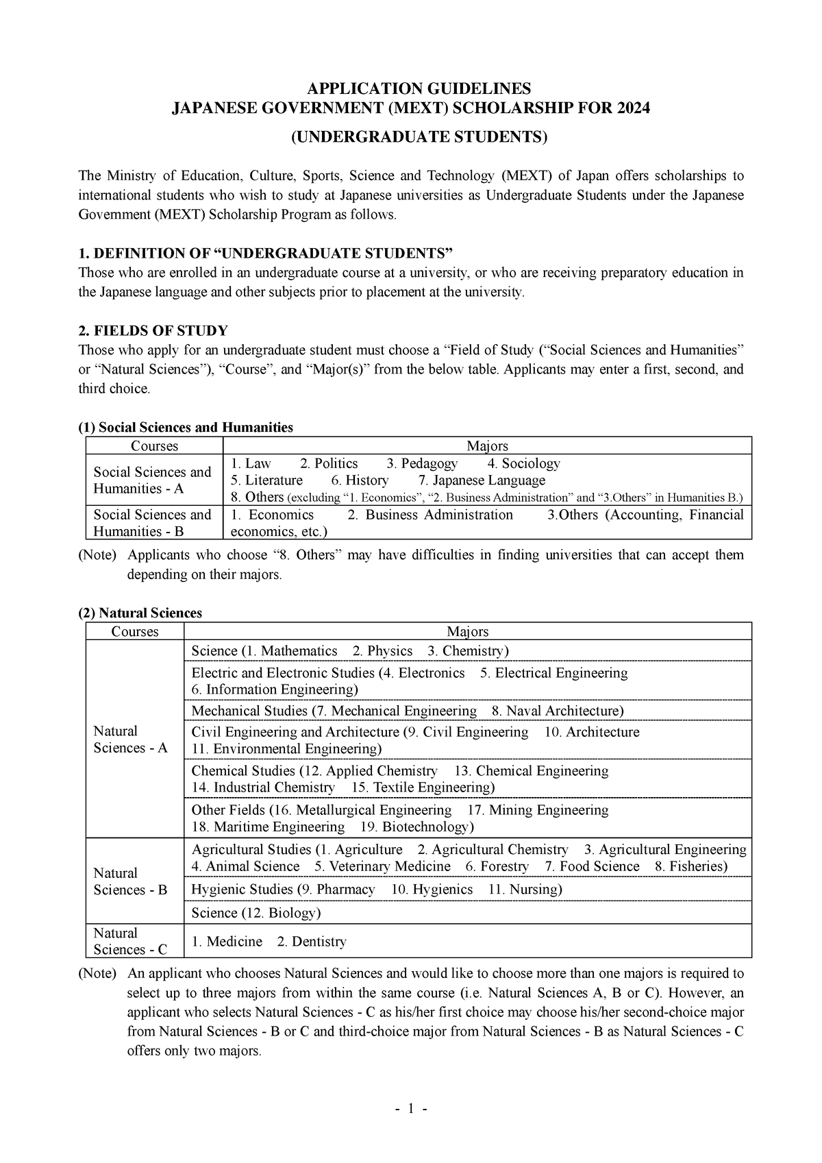 2025 Guidelines Undergraduate E APPLICATION GUIDELINES JAPANESE