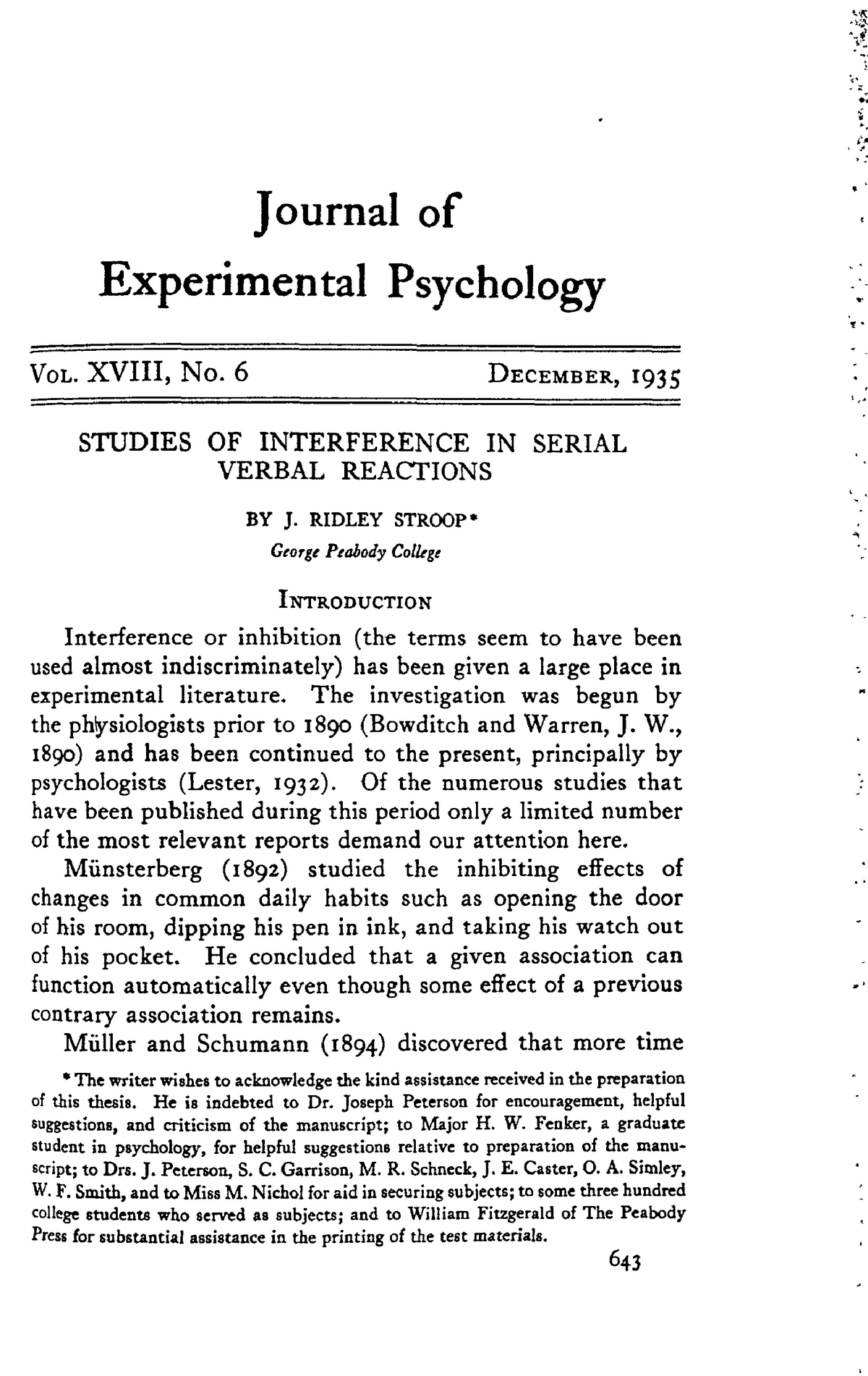 journal of experimental psychology stroop 1935