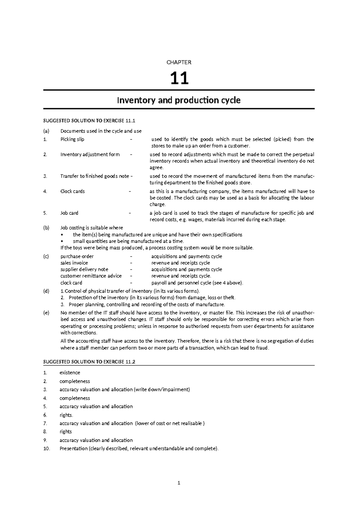 11chap11 solutions - CHAPTER 11 Inventory and production cycle ...