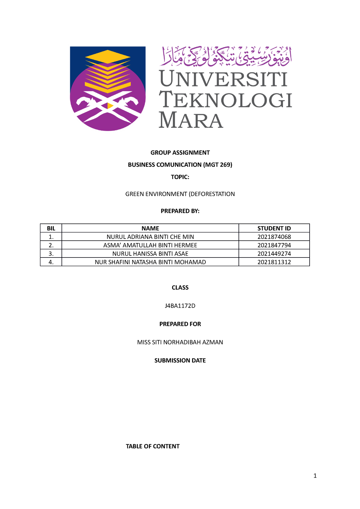 contoh report assignment mgt 269