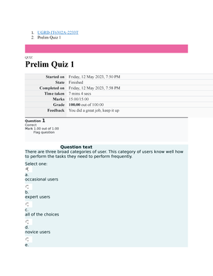 UGRD-IT6302A Human Computer Interaction Final Laboratory Quiz 1 - 1 ...