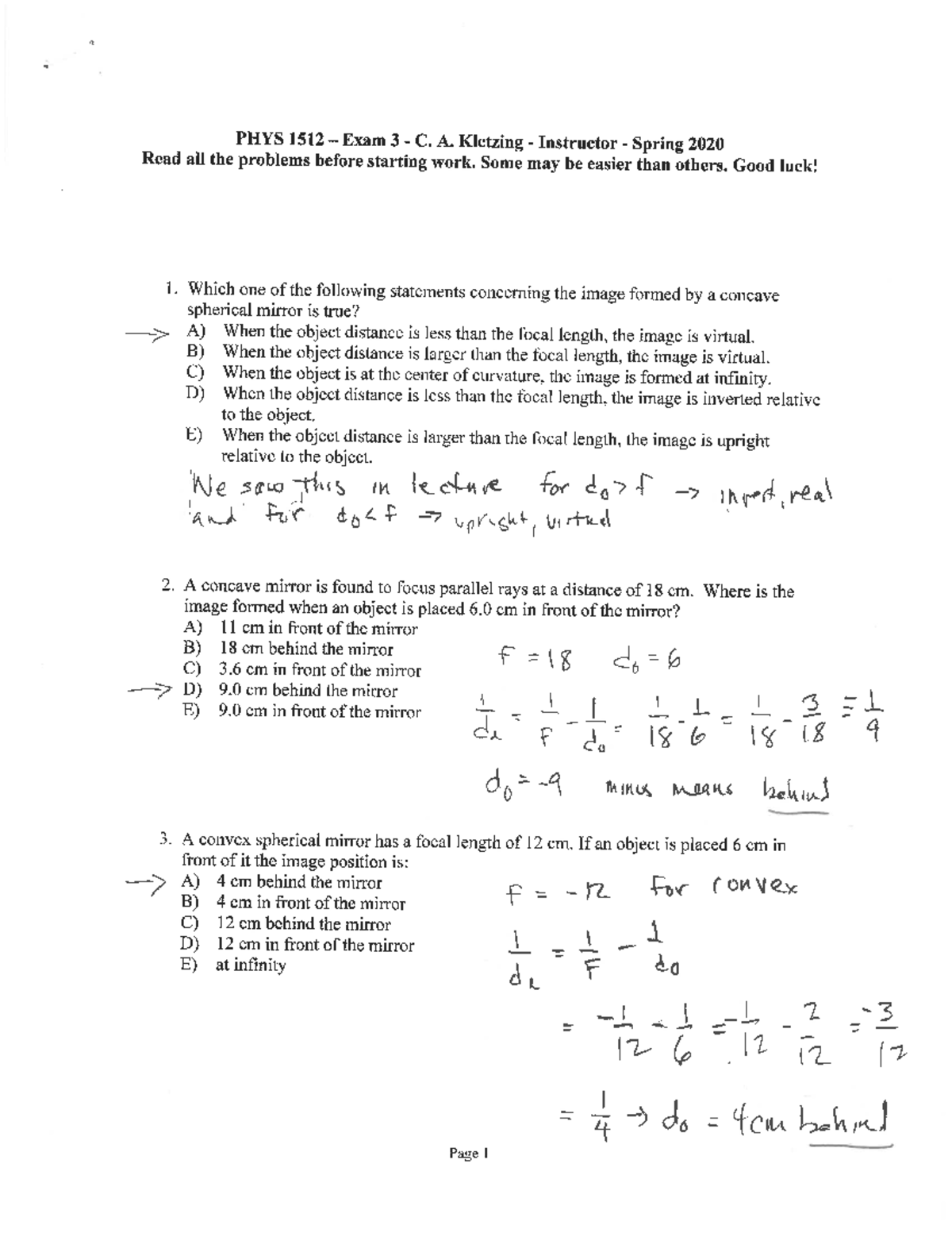 Exam 3 practice question with solutions - PHYS1512000A - Studocu