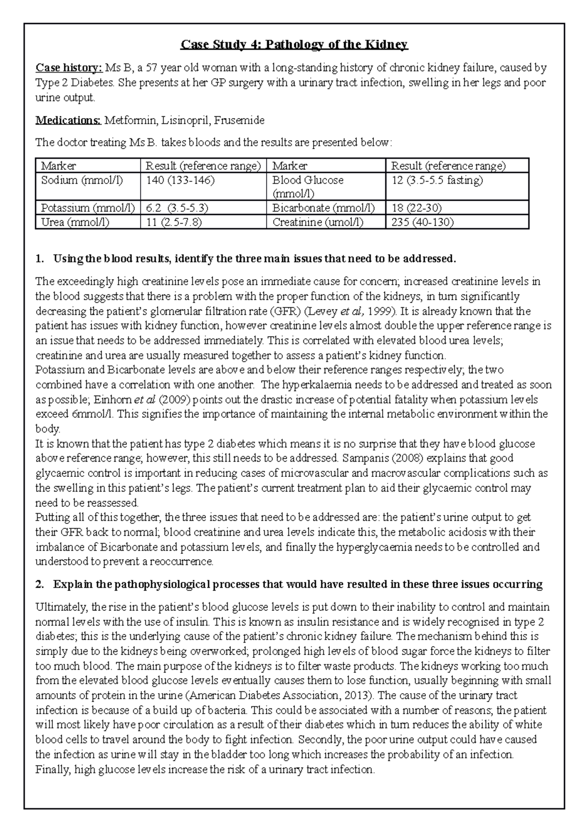 kidney case study answers