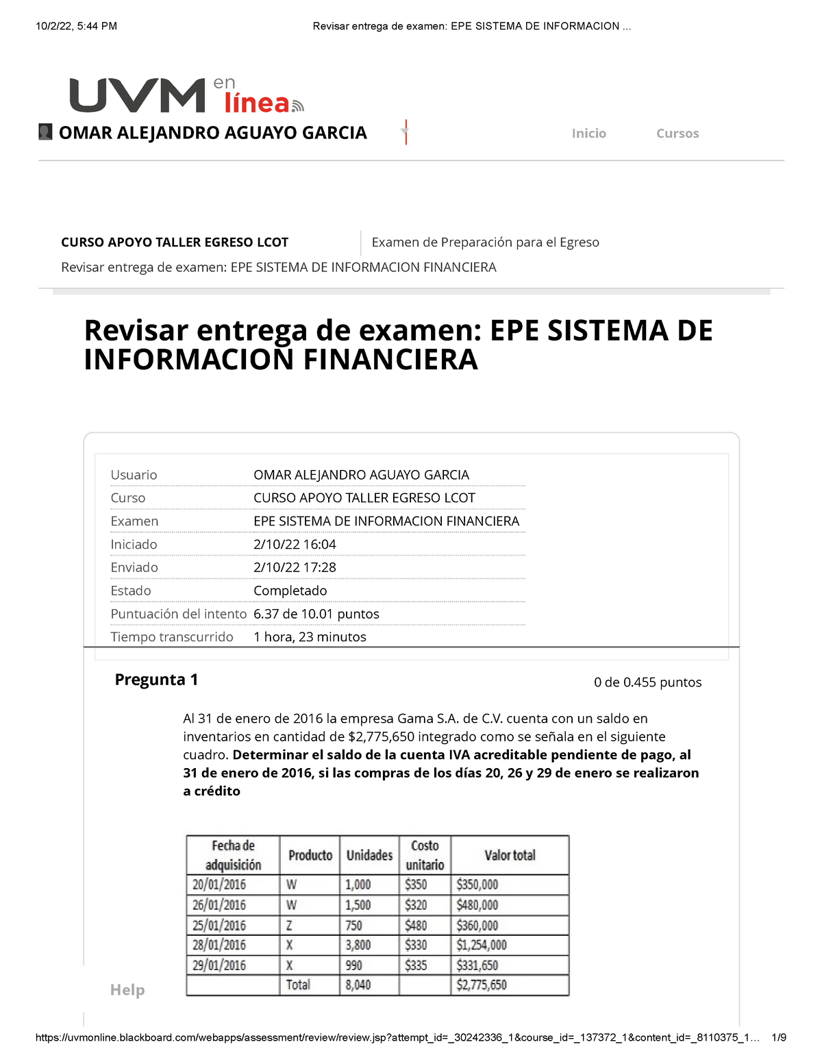 Revisar Entrega De Examen EPE Sistema DE Informacion - CURSO APOYO ...