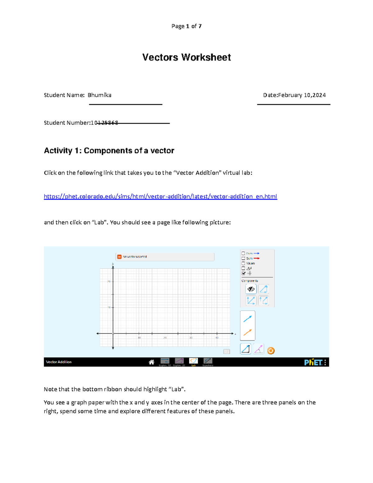 Lab+2+Vectors copy - weeds - Vectors Worksheet Student Name: Bhumika ...