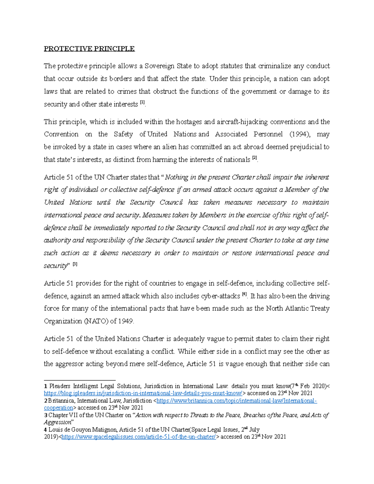 Protective Principle PROTECTIVE PRINCIPLE The protective principle