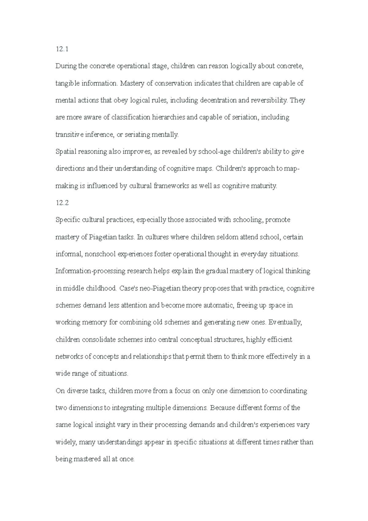 FCS070 Week12Assignment 12. During the concrete operational stage