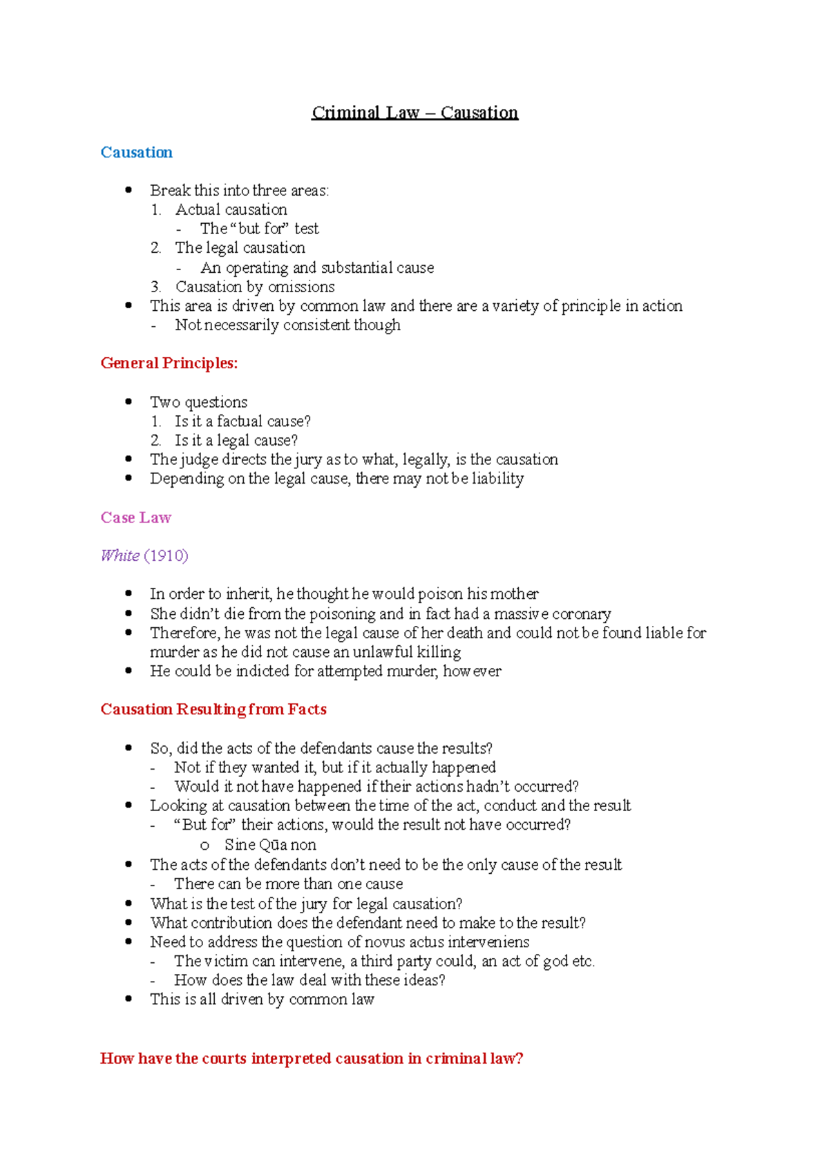 causation criminal law essay