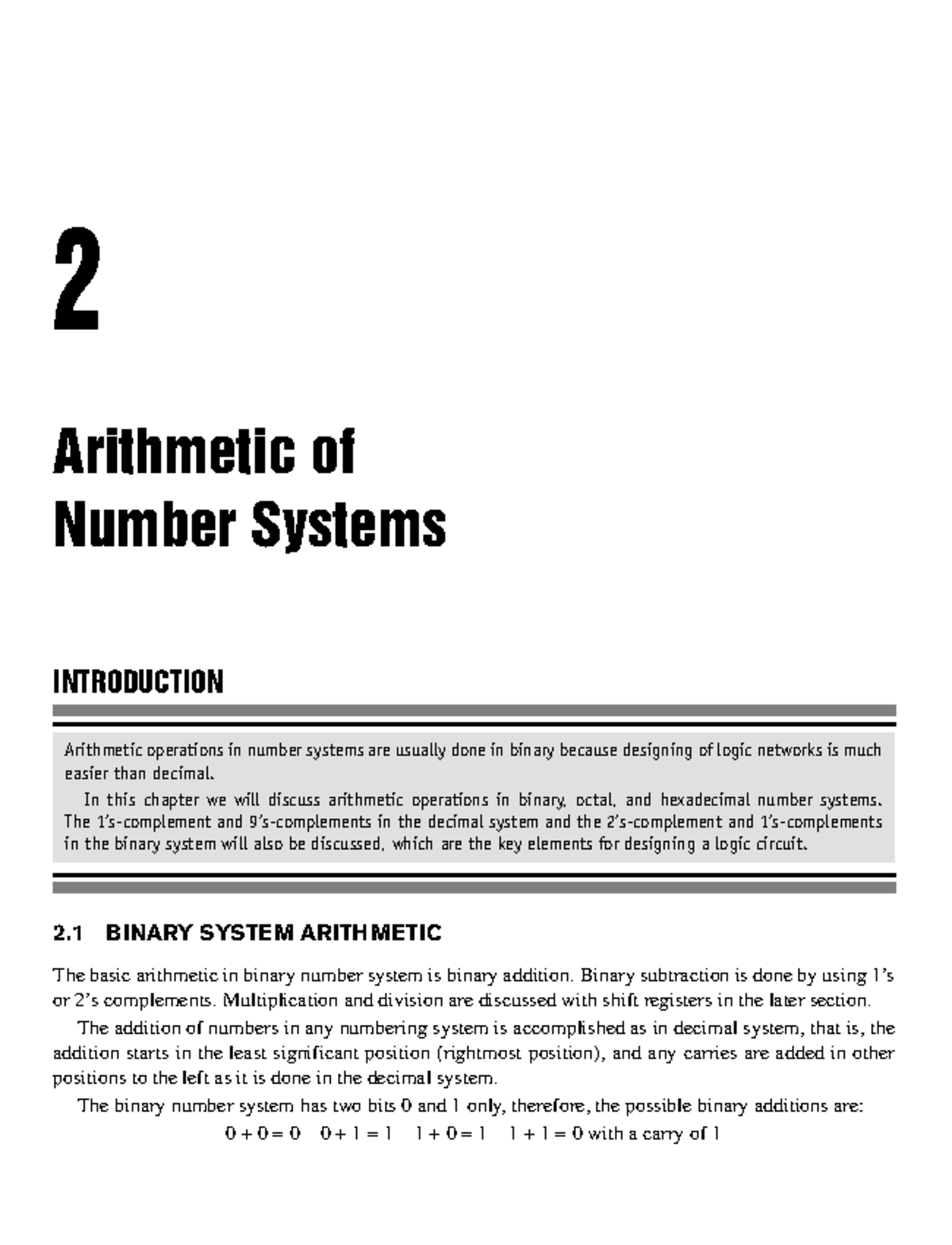 Chapter Number system - Arithmetic of Number Systems Arithmetic ...