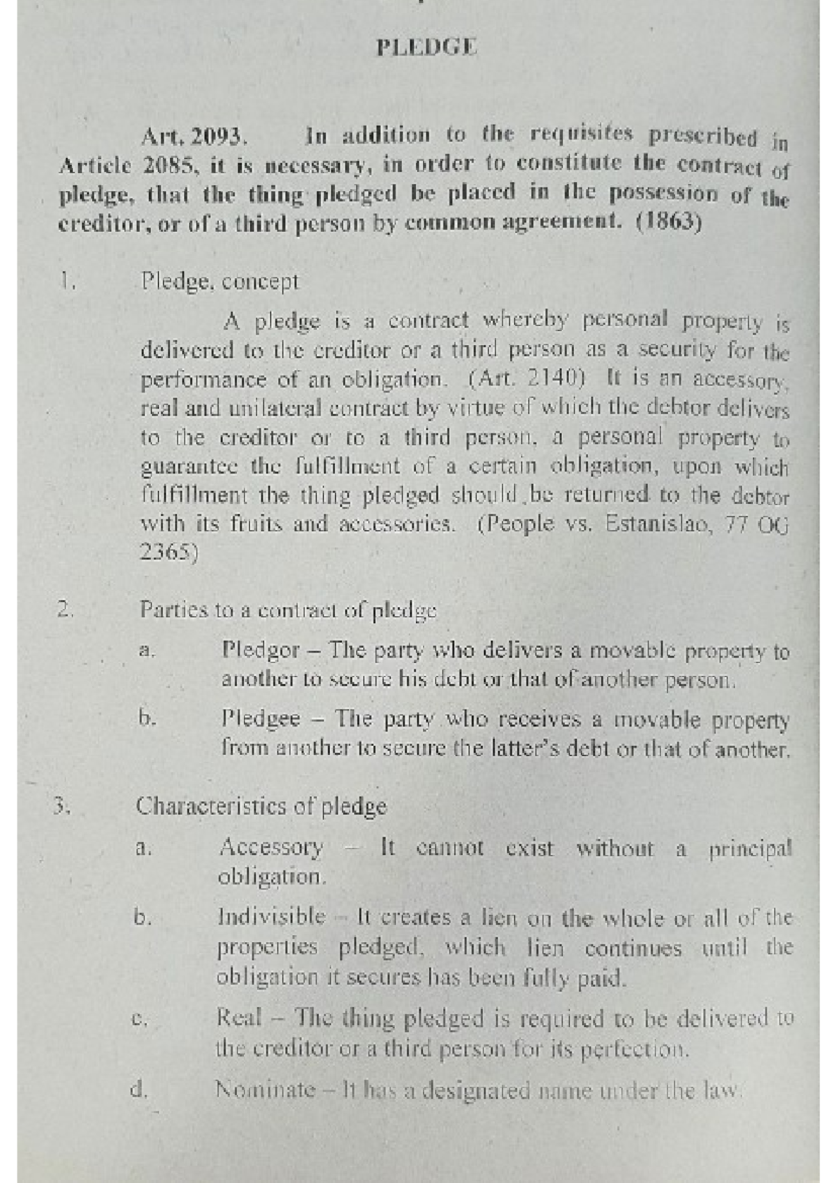 Pledge and Mortgage (Book Notes) - AELC 111 - Studocu
