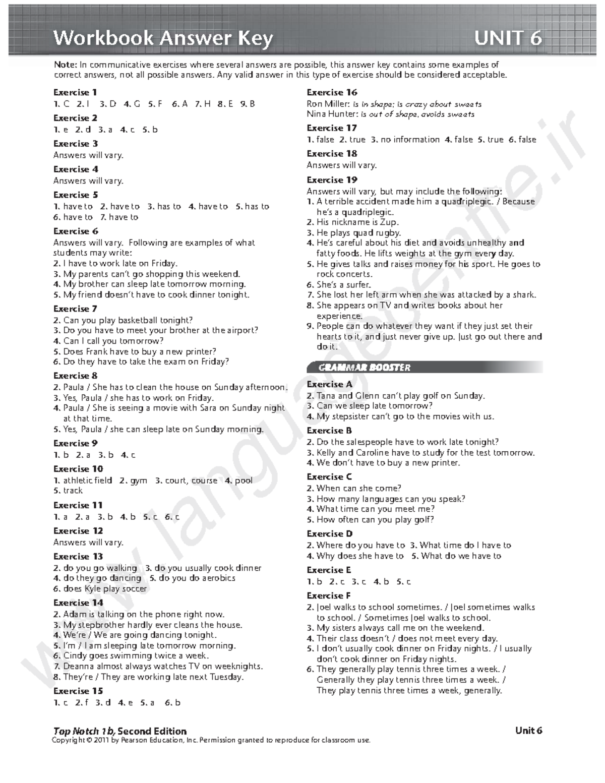 Top Notch 1B Workbook Answer Key Second Edition Top Notch 1E, Second
