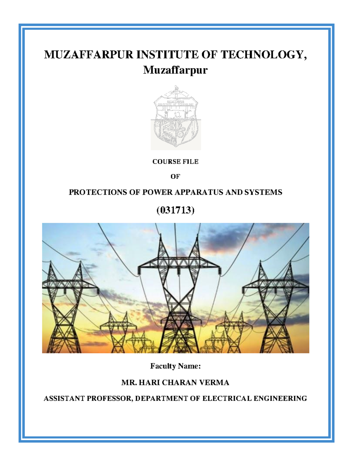 Ppas Power system protection MUZAFFARPUR INSTITUTE OF TECHNOLOGY