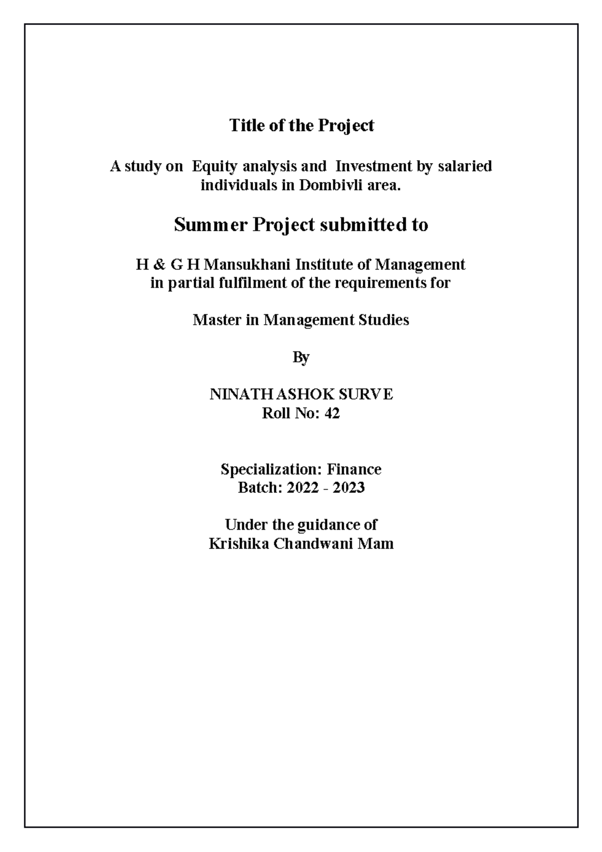 IPO roll No-42 - Project that matters you - Project management ...