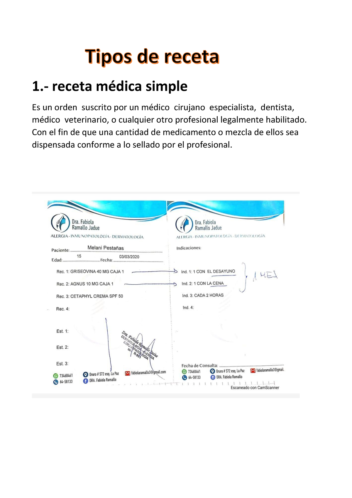 Tipos De Receta Farmacologia 1 1 Receta MÈdica Simple Es Un Orden Suscrito Por Un MÈdico 8919