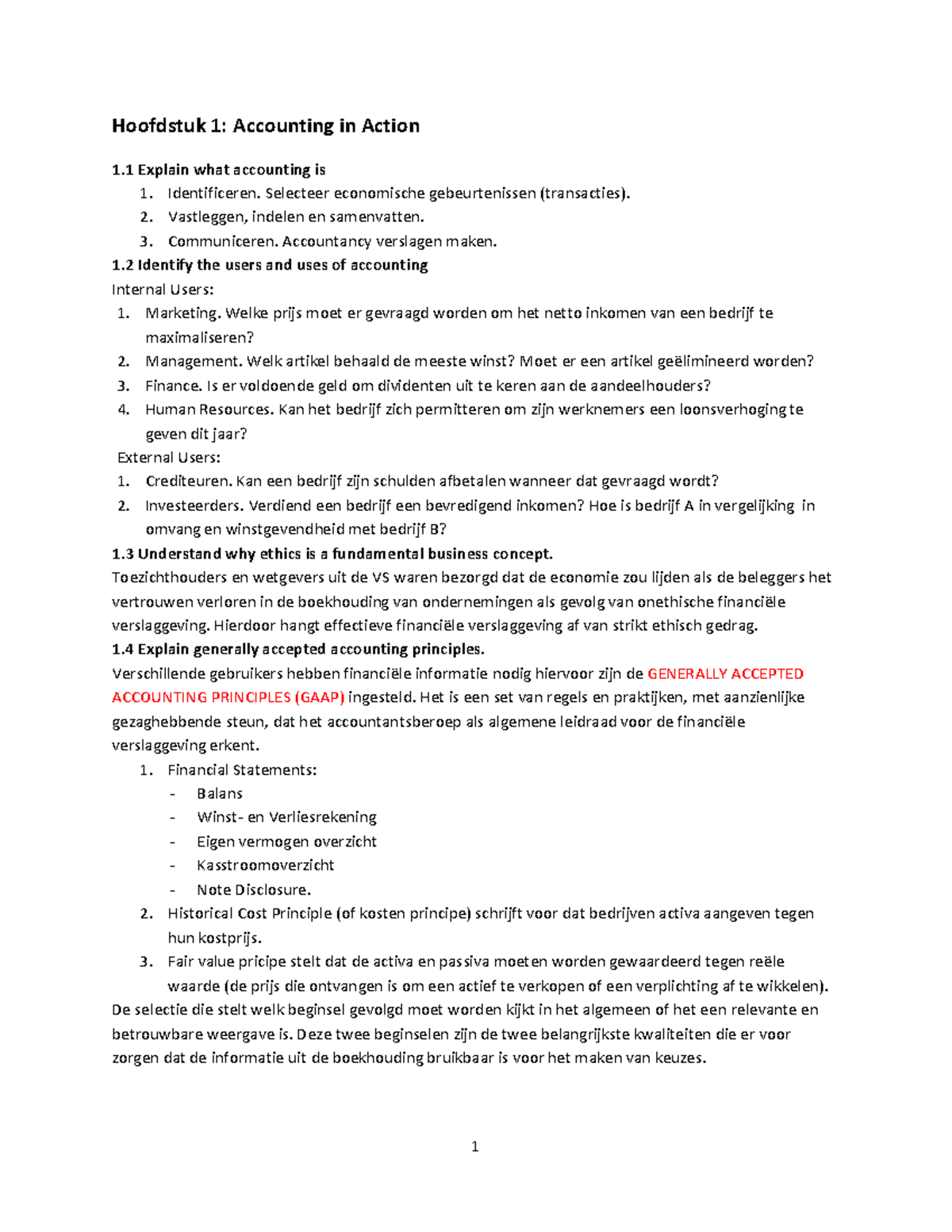 Samenvatting Accounting Principles Hoofdstuk 1-6 & Hoofdstuk 19-20 ...