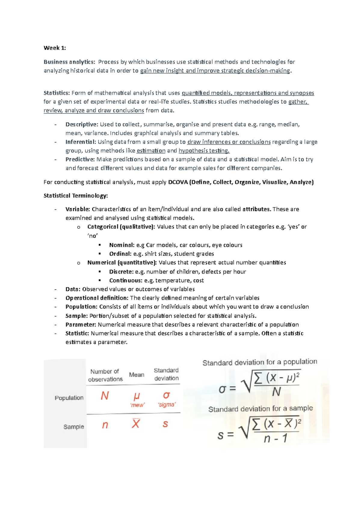 BUSS1020 Quantitative Business Analysis - Week 1: Business analytics ...