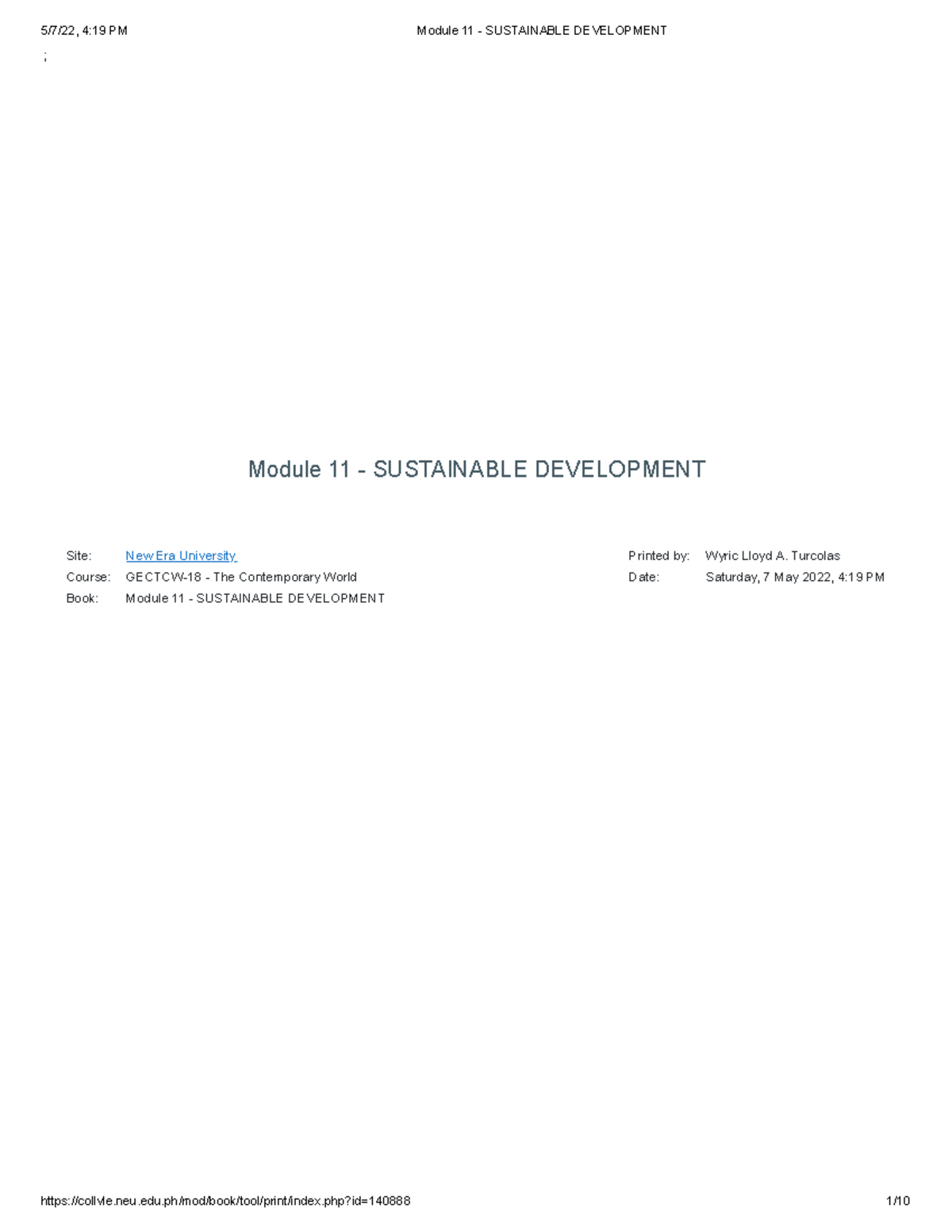 Module 11 - Sustainable Development - ; Module 11 - SUSTAINABLE ...