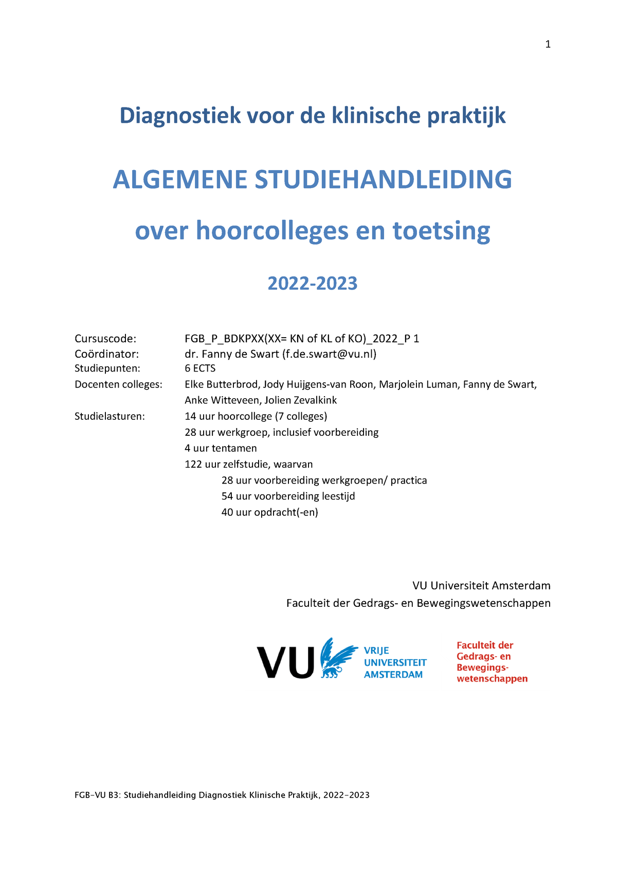 Studiehandleiding DKP - Diagnostiek Voor De Klinische Praktijk ALGEMENE ...