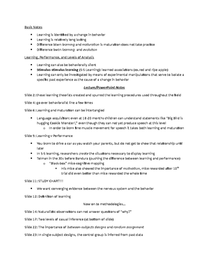 Chapter 5: Lecture Notes with Terms on Operant Conditioning: Rewards ...