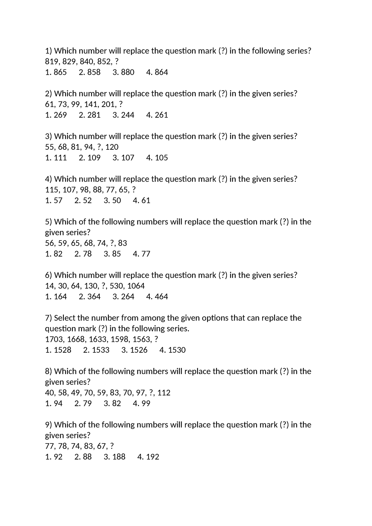 Missing Numbers - Preparation - Which number will replace the question ...