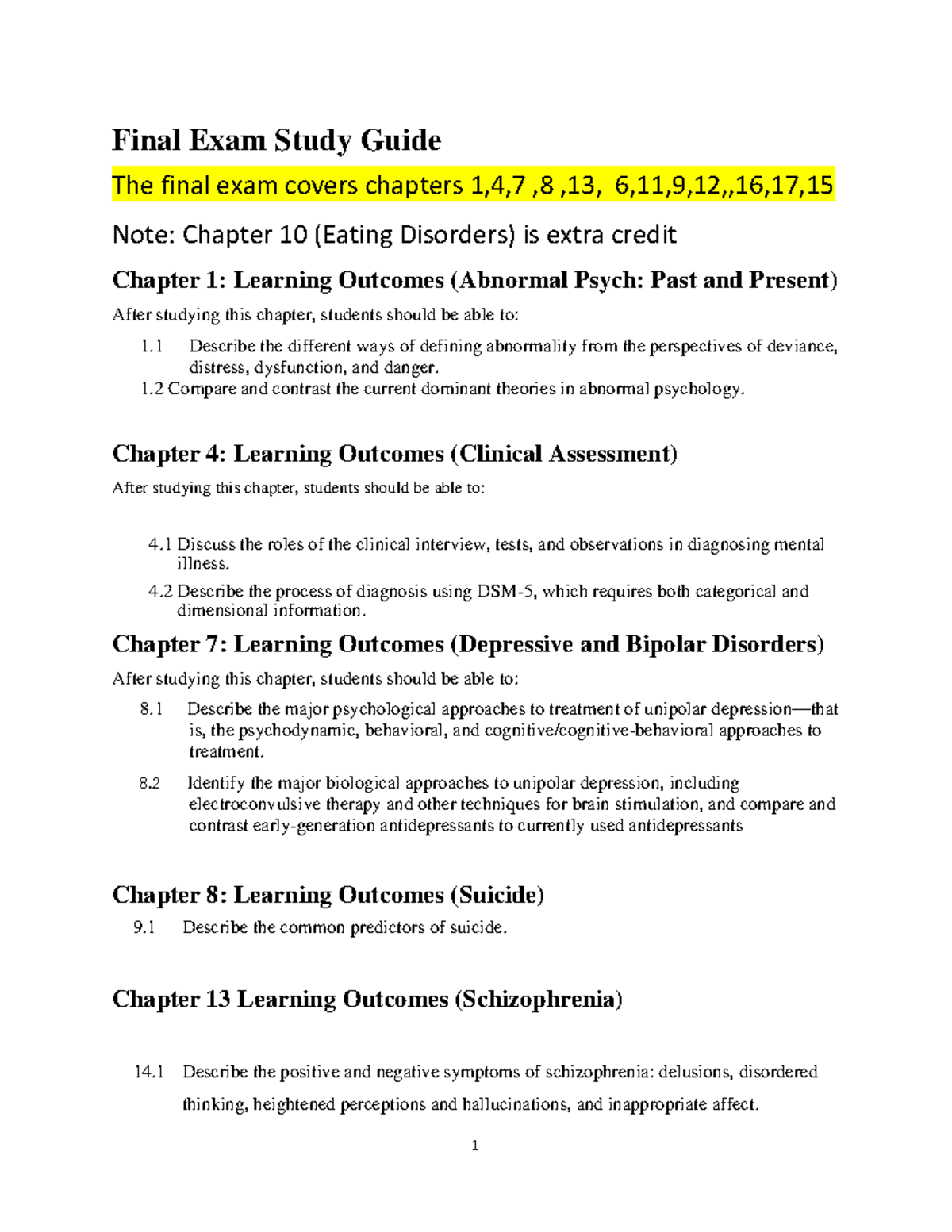 Final Exam Study Guide Fall 2022 - Final Exam Study Guide The Final ...