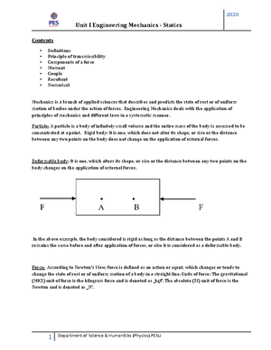 Engg mechanics CH#01 - Lecture notes 1 - Engineering Mechanics Dynamics ...