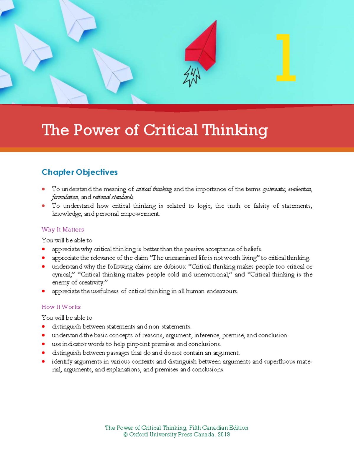 the power of critical thinking fifth canadian edition