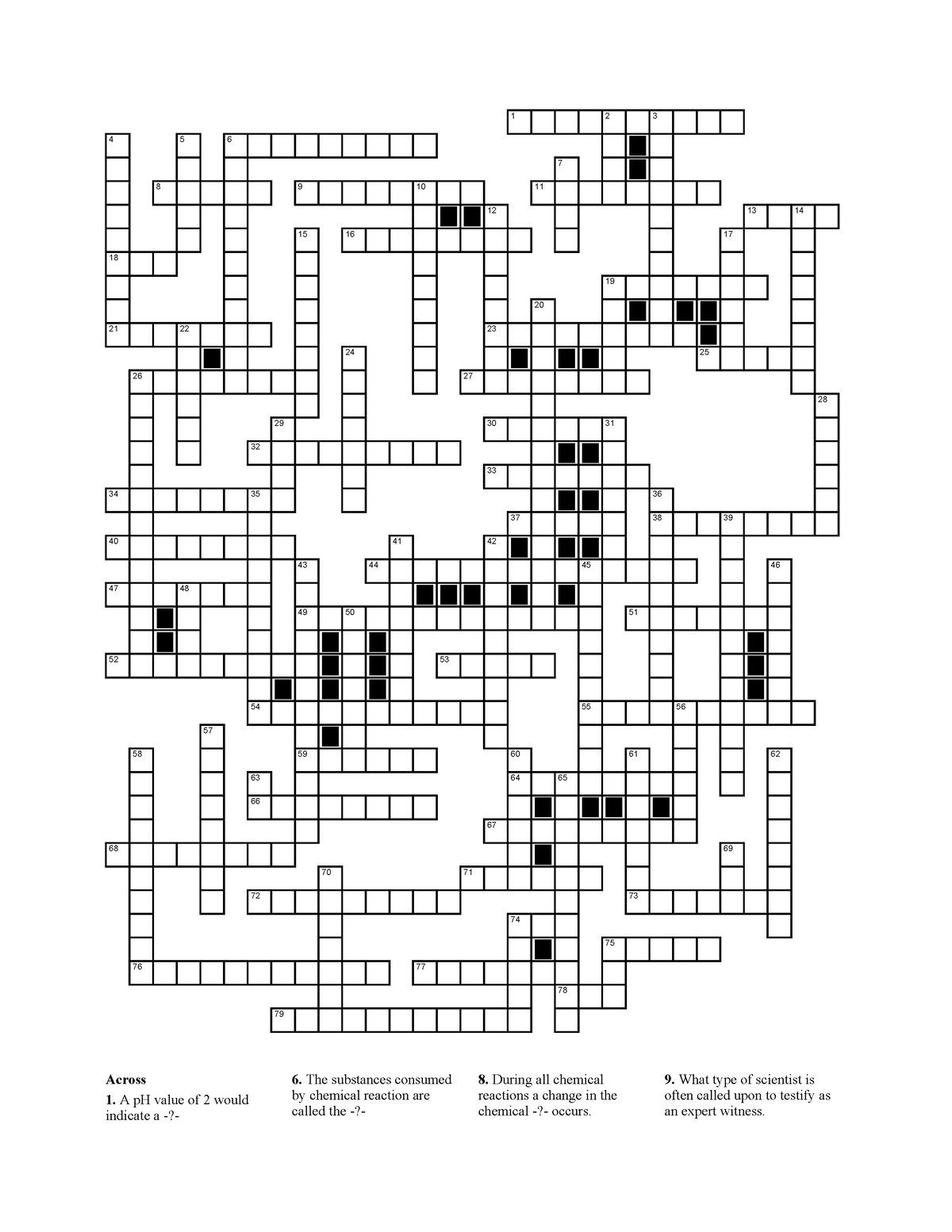 Ch 2 crossword 2020 scince class Across A pH value of 2 would
