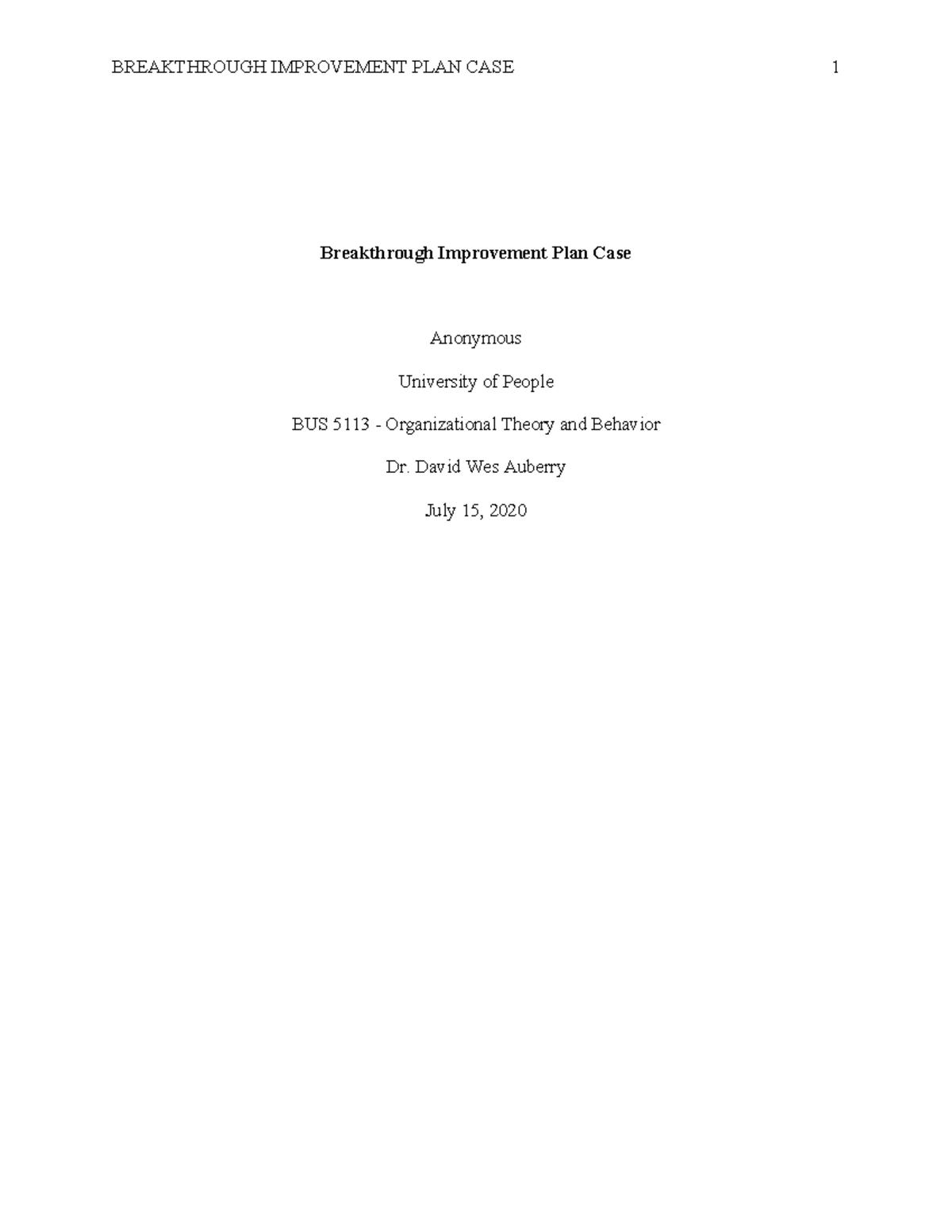 Breakthrough Improvement Plan Case-2 - Breakthrough Improvement Plan ...