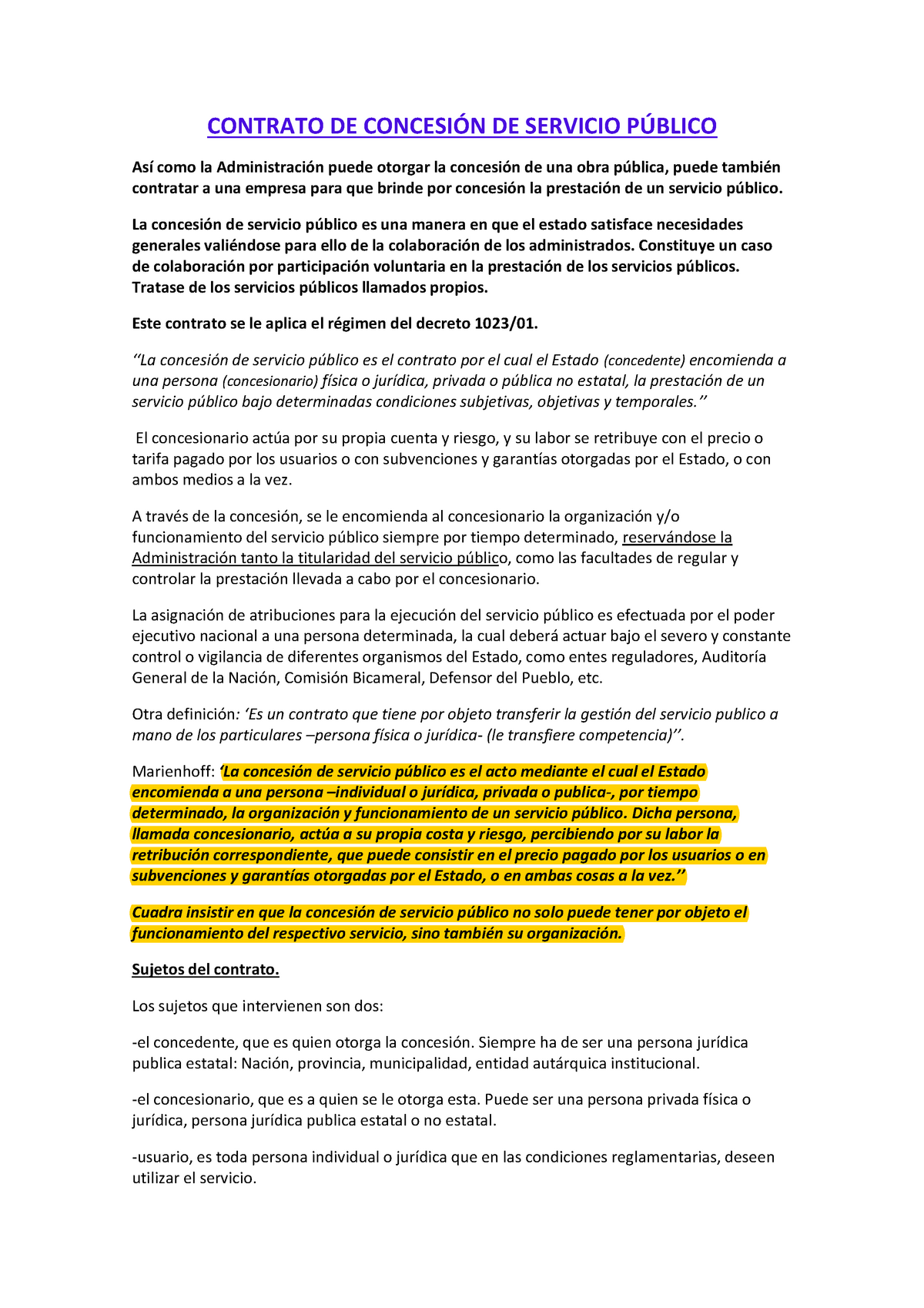 1 contrato de concesion de servicio publico - CONTRATO DE CONCESIÓN DE  SERVICIO PÚBLICO Así como la - Studocu