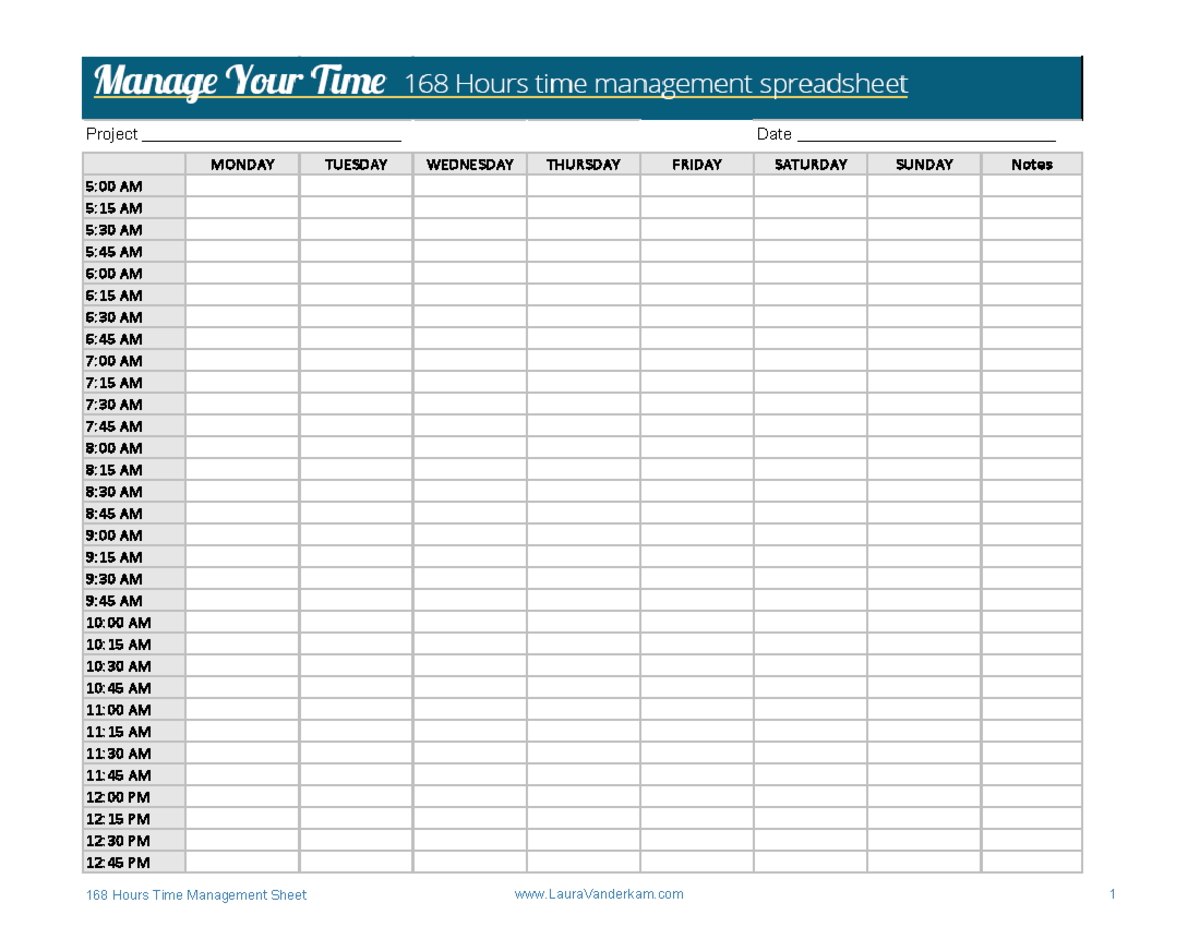 15 Min Timesheet 168 Hours - Project ...