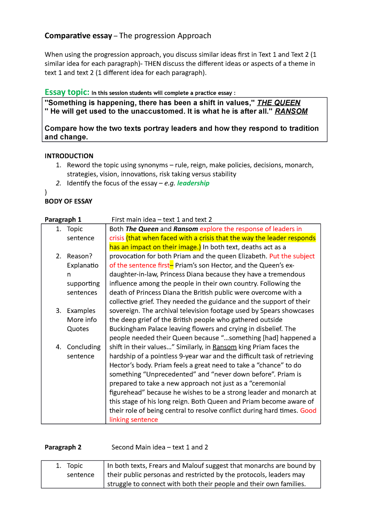 vce comparative essay introduction