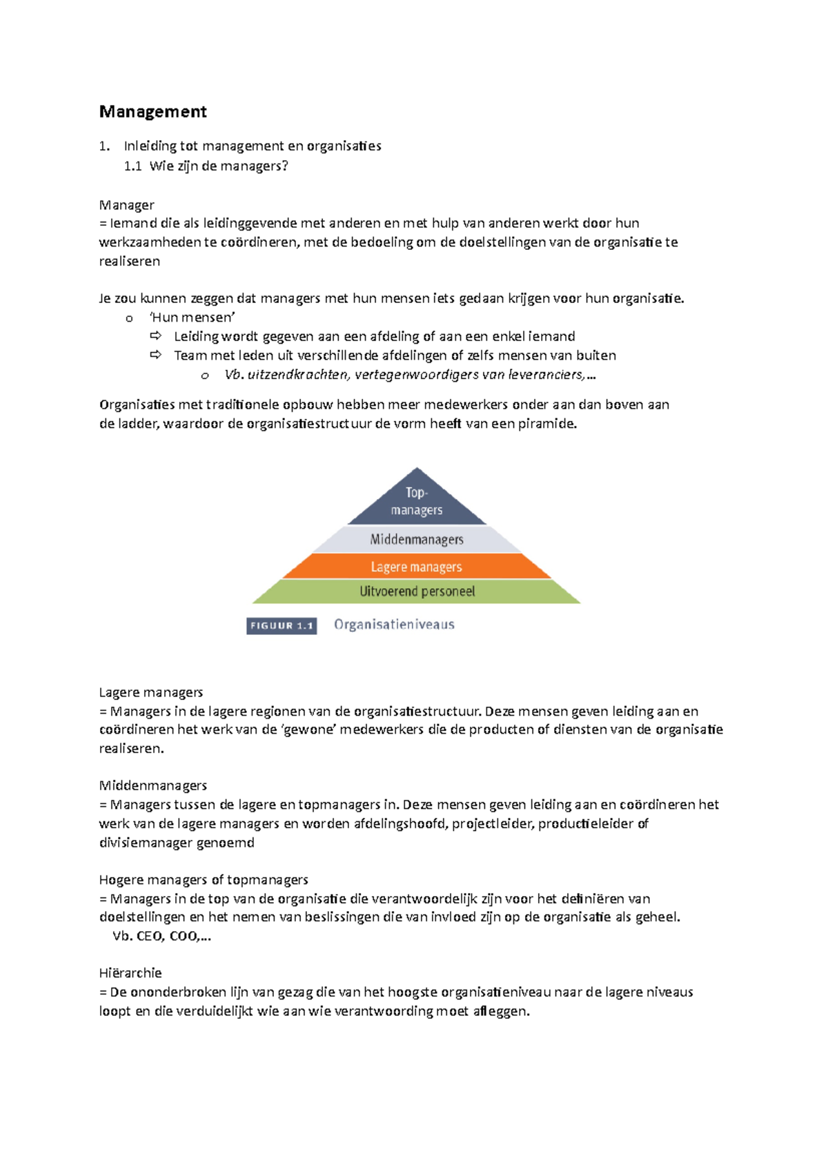 H1 Inleiding Tot Management En Organisaties T&MD - Talent & Management ...