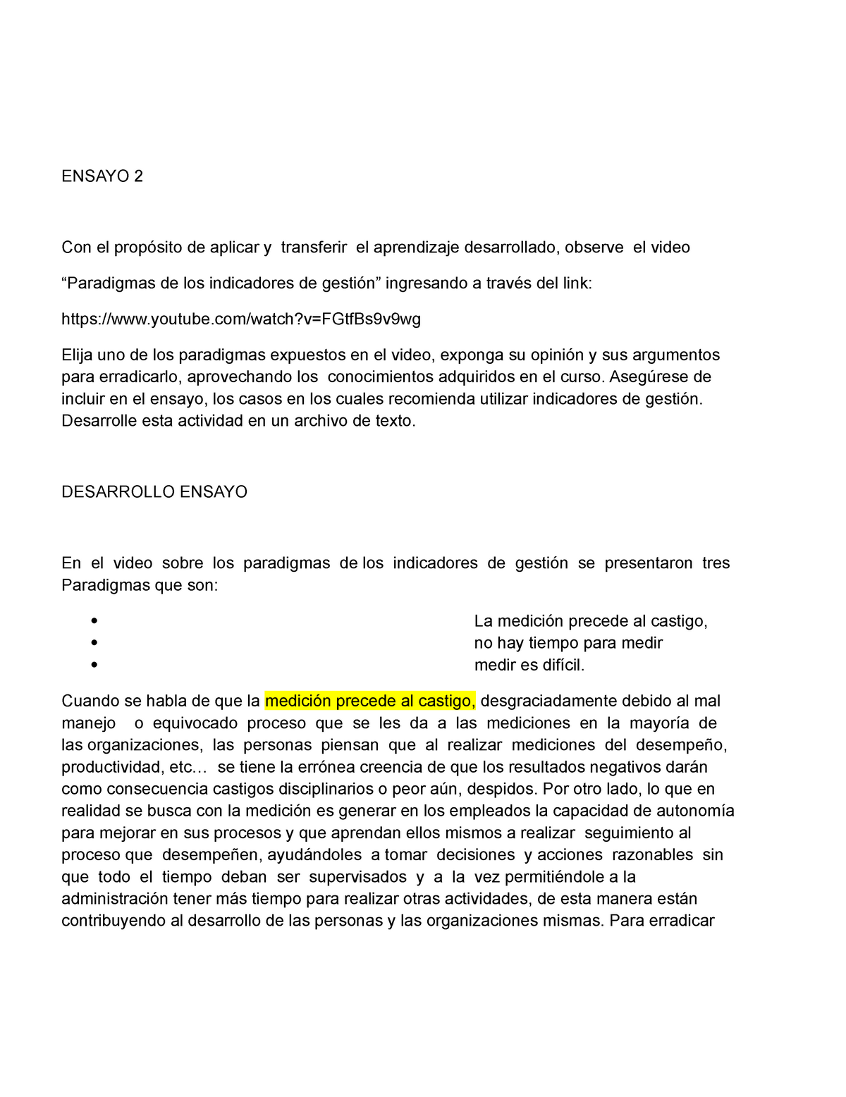 Ensayo 2 Ejemplo - Apuntes 123 - ENSAYO 2 Con el propósito de aplicar y ...