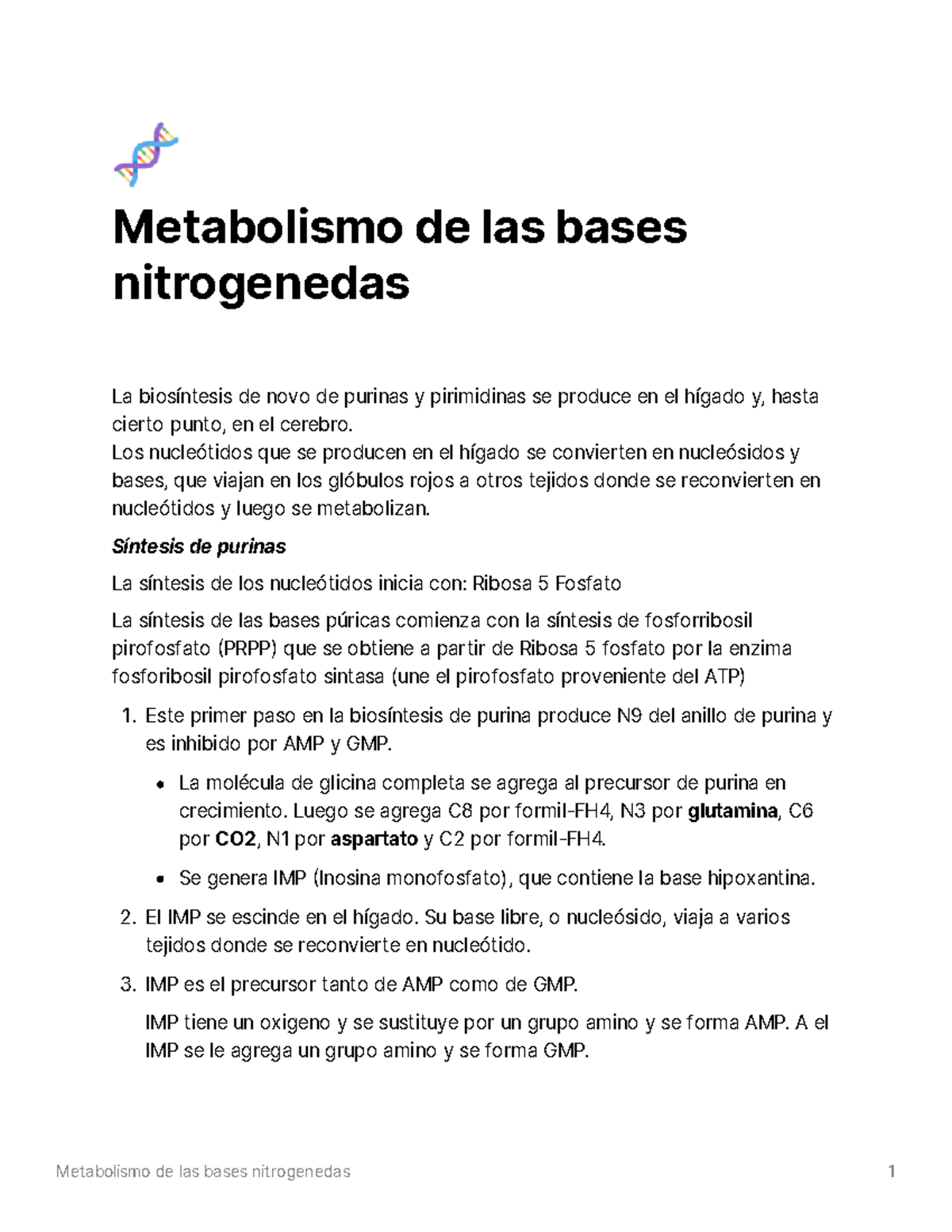 Metabolismo De Las Bases Nitrogenedas - 溺 Metabolismo De Las Bases ...