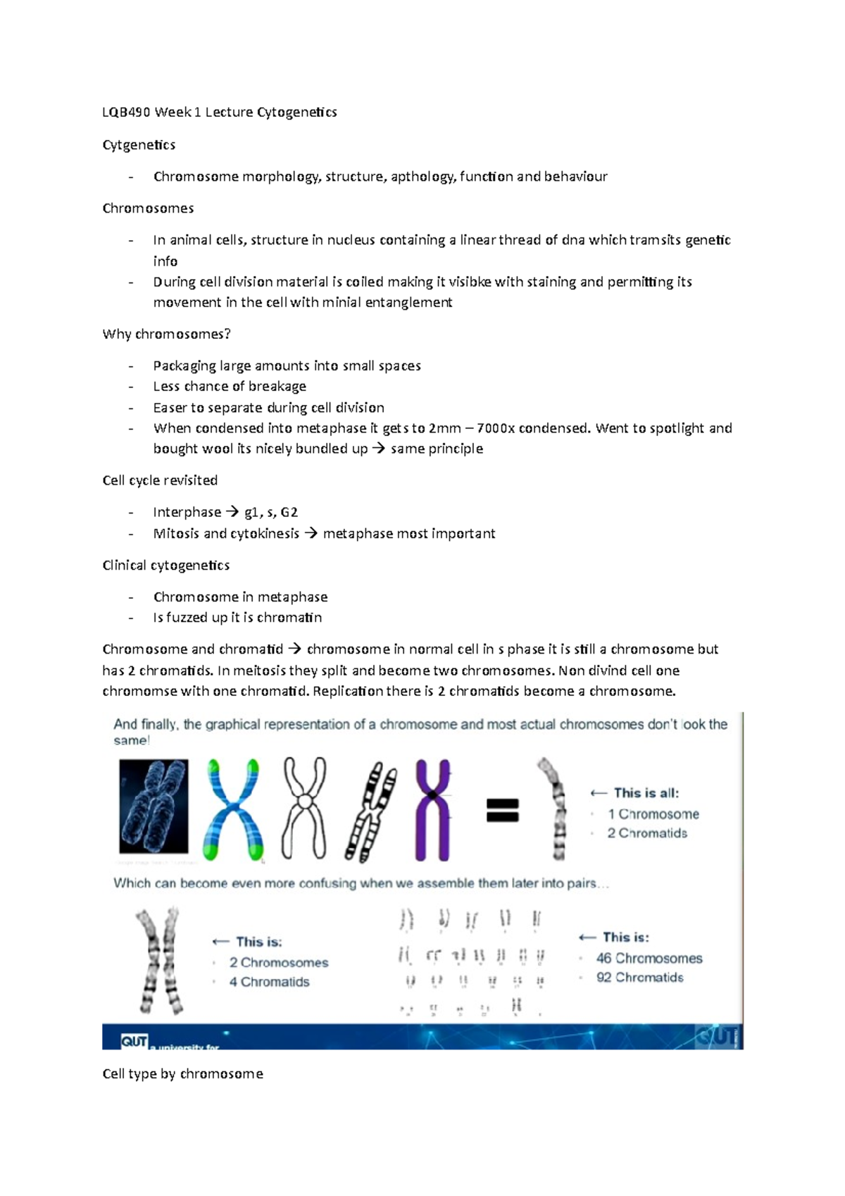 LQB490 Week 1 Lecture Cytogenetics - LQB490 Week 1 Lecture Cytogenetics ...