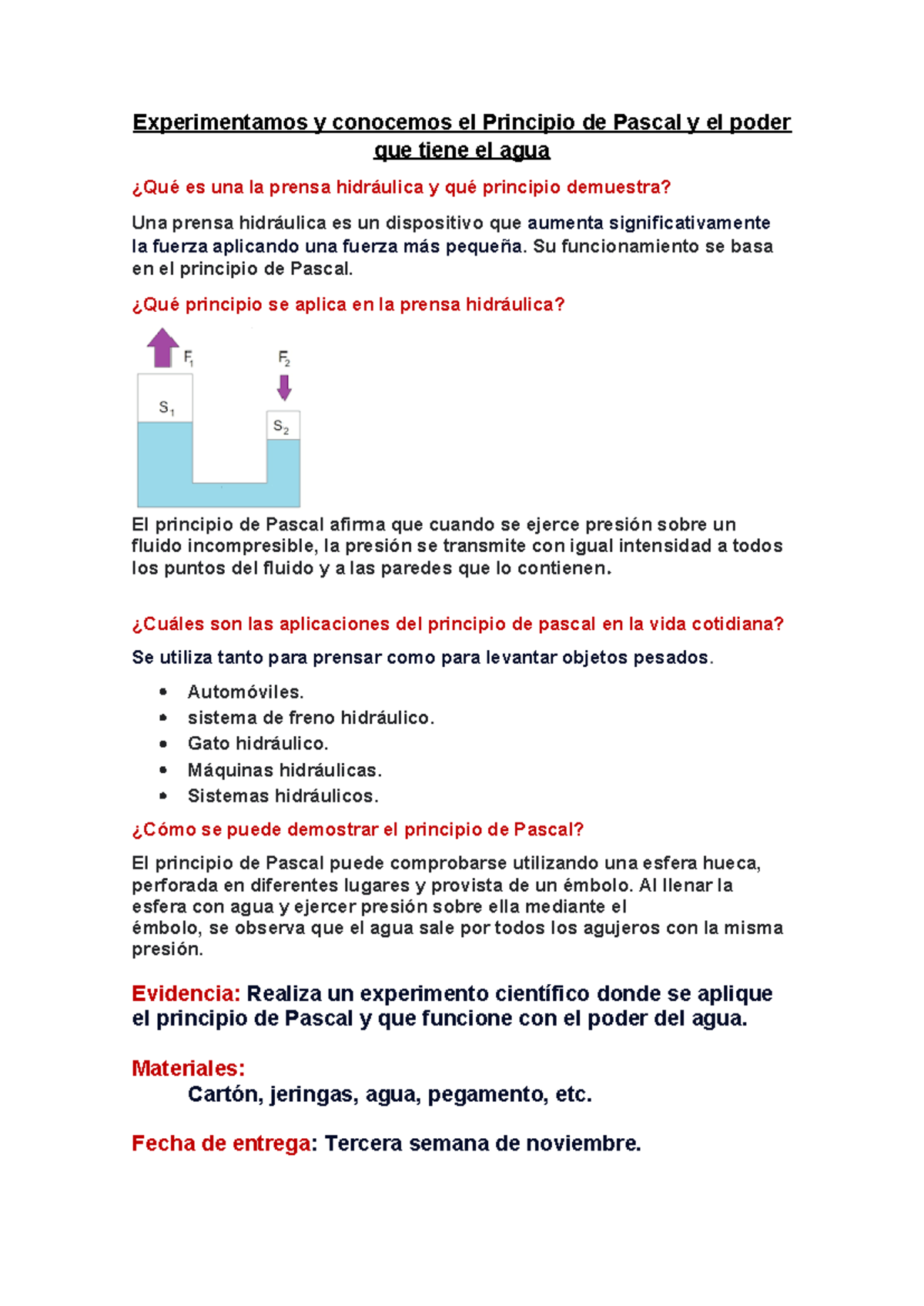 Principio de Pascal - Su funcionamiento se basa en el principio de ...