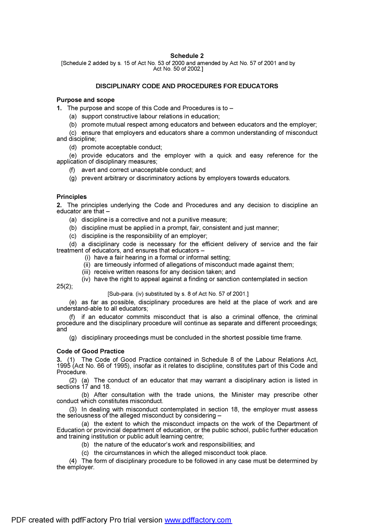 Schedule 2 to Employment of Educators Act Schedule 2 [Schedule 2