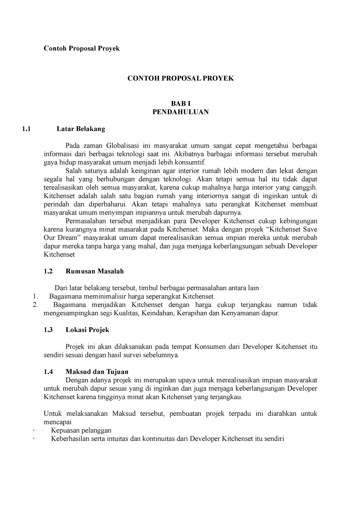 Contoh Proposal Proyek - Contoh Proposal Proyek CONTOH PROPOSAL PROYEK ...