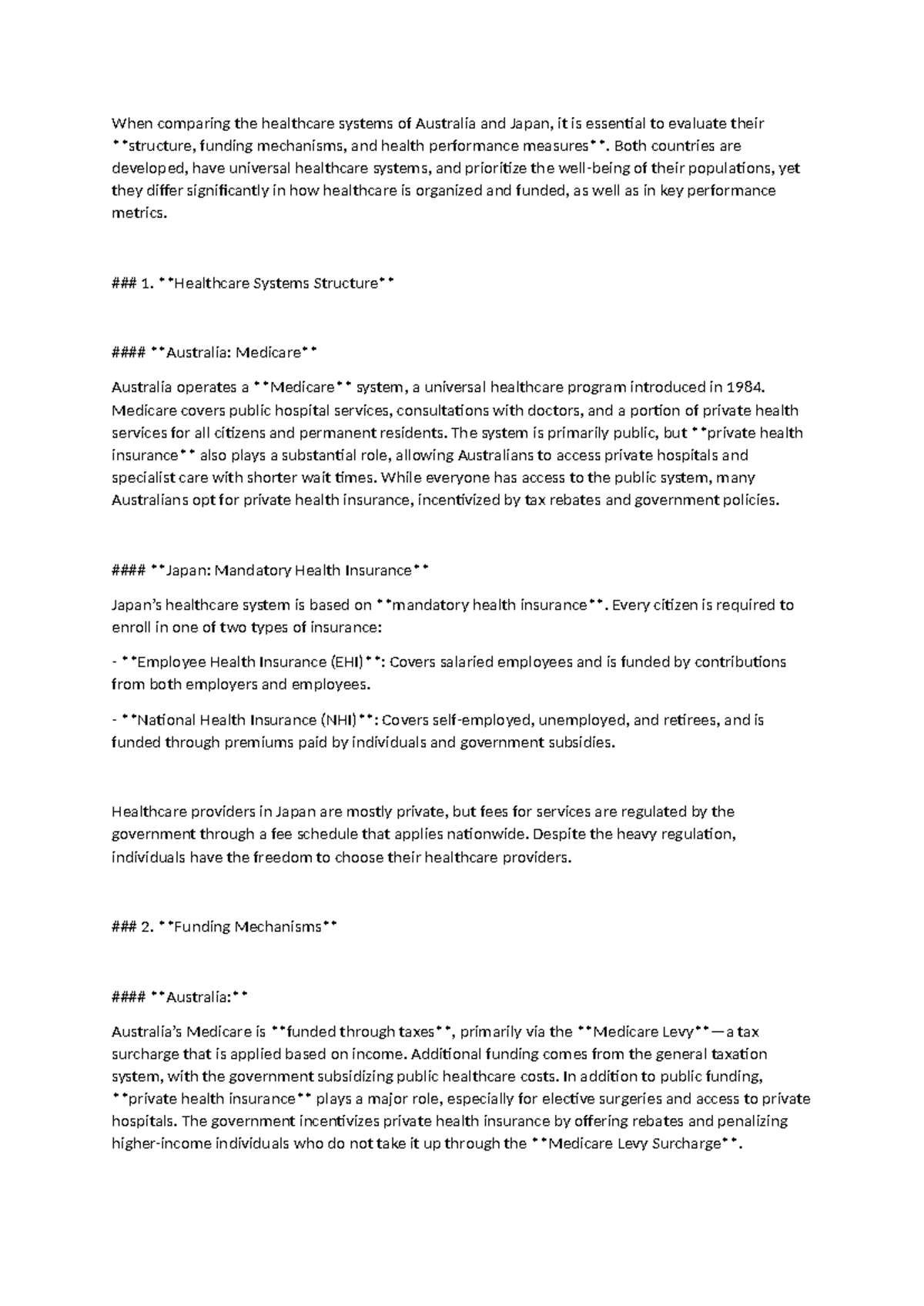 When comparing the healthcare systems of Australia and Japan - Both ...