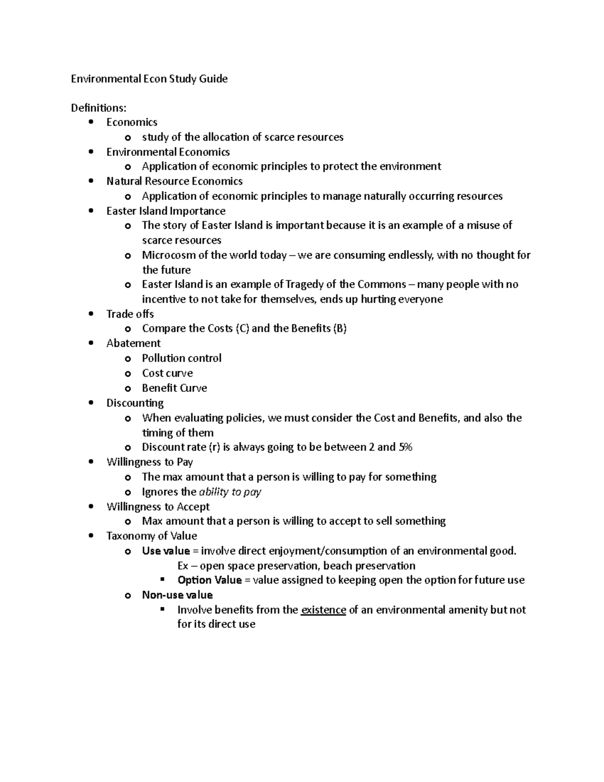 Environmental Econ Study Guide - Environmental Econ Study Guide ...