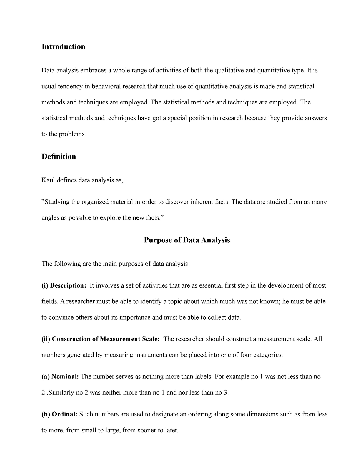 Data Analysis And Interpretation In Research Introduction Data 