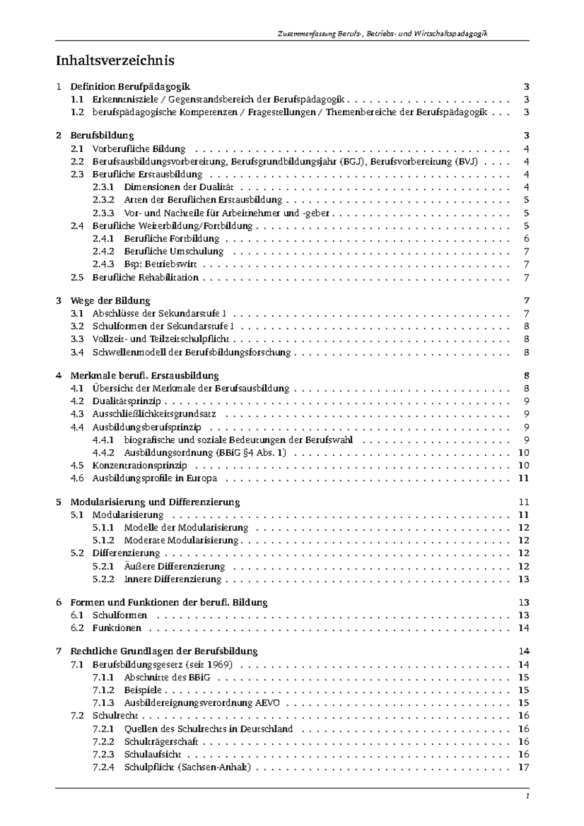 Zusammenfassung - Grundlagen Der Berufs-, Betriebs ...