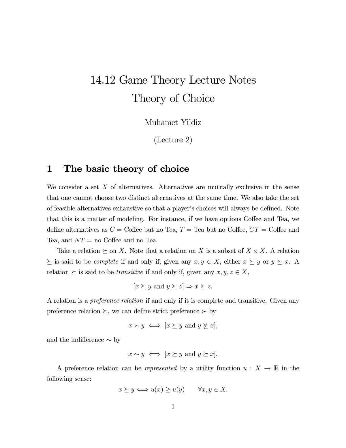 02F lecture 202 - economie - 14 Game Theory Lecture Notes Theory of ...