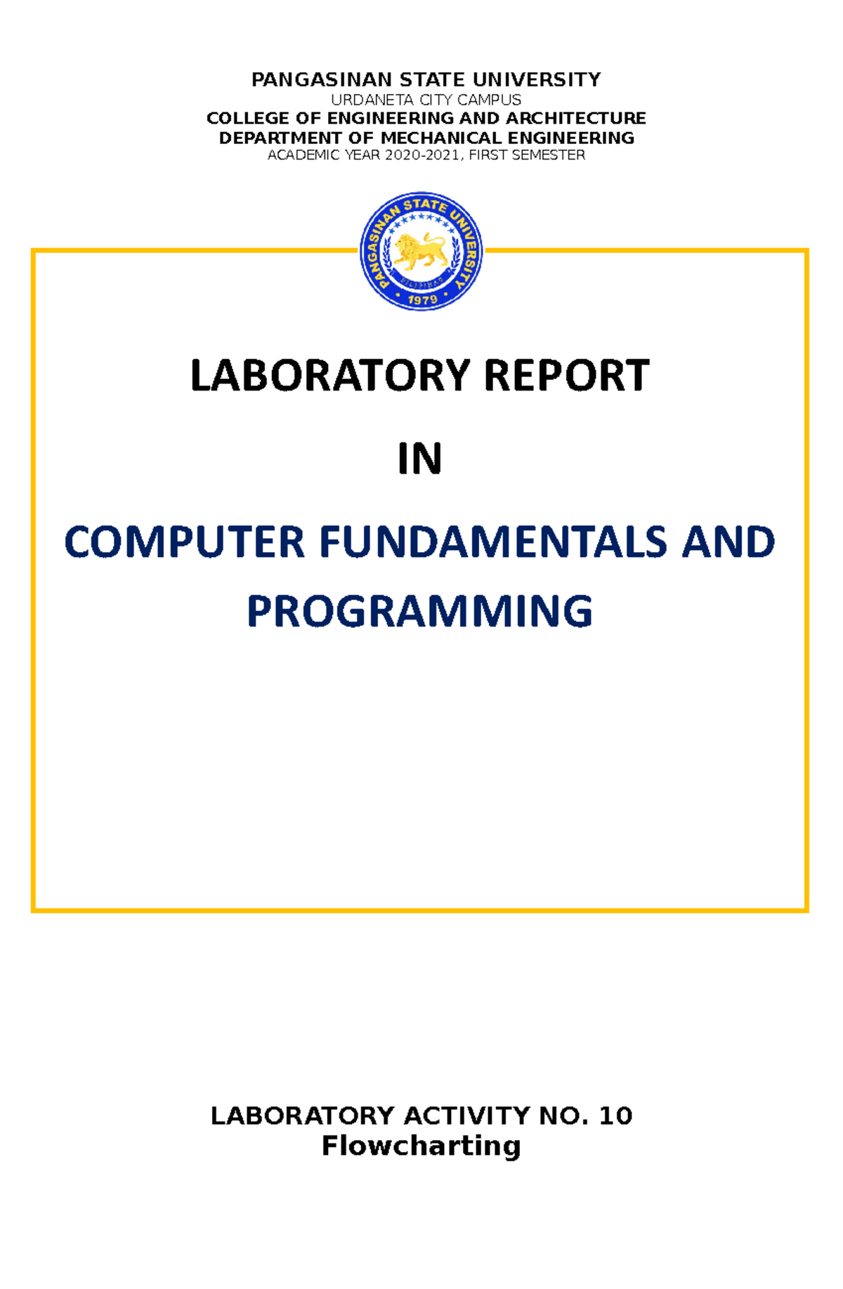 Laboratory- Report 10 - LAB REPS - Computer Fundamentals and ...